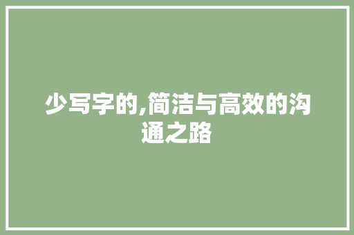 少写字的,简洁与高效的沟通之路