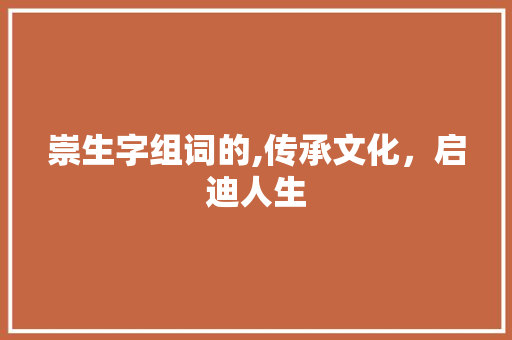 崇生字组词的,传承文化，启迪人生 成语汇编