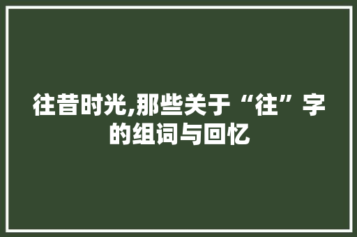 往昔时光,那些关于“往”字的组词与回忆