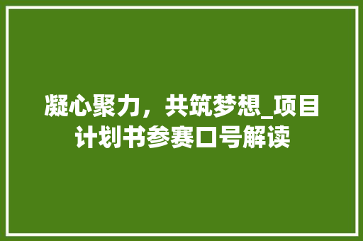 凝心聚力，共筑梦想_项目计划书参赛口号解读