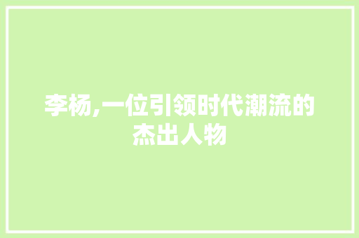 李杨,一位引领时代潮流的杰出人物