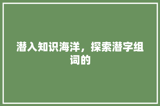 潜入知识海洋，探索潜字组词的 短语