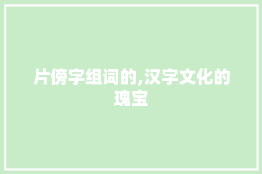 片傍字组词的,汉字文化的瑰宝