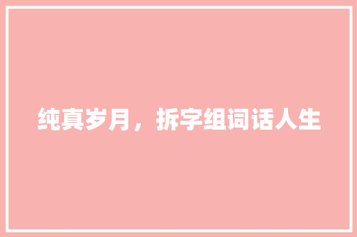 纯真岁月，拆字组词话人生