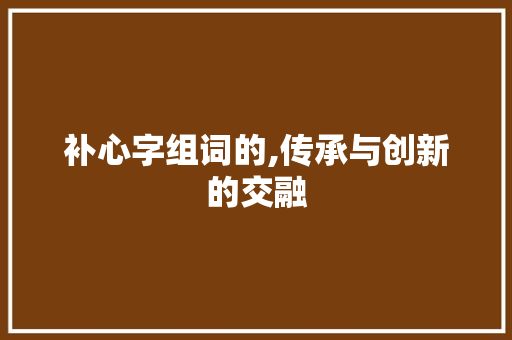 补心字组词的,传承与创新的交融