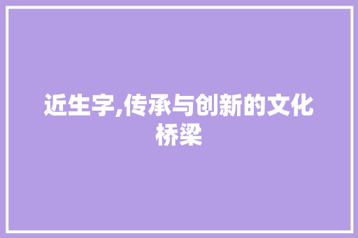 近生字,传承与创新的文化桥梁