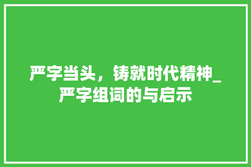 严字当头，铸就时代精神_严字组词的与启示