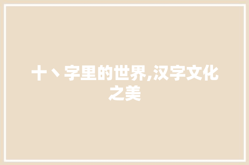 十丶字里的世界,汉字文化之美