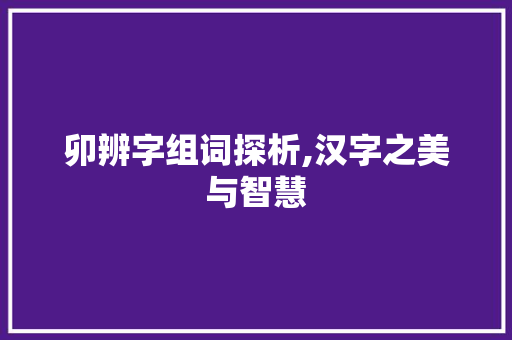 卯辨字组词探析,汉字之美与智慧