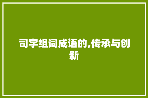 司字组词成语的,传承与创新