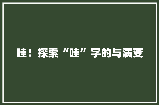 哇！探索“哇”字的与演变
