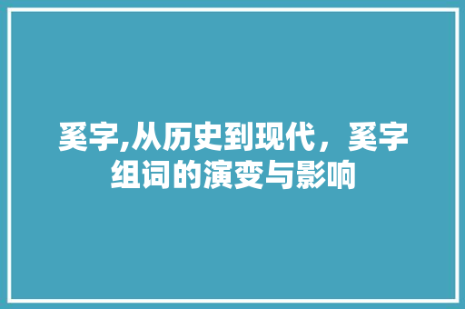奚字,从历史到现代，奚字组词的演变与影响