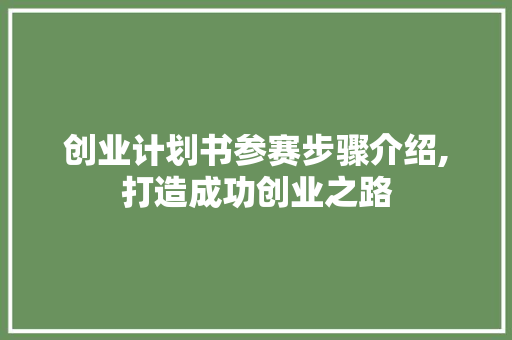 创业计划书参赛步骤介绍,打造成功创业之路