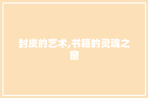 封皮的艺术,书籍的灵魂之窗