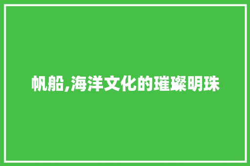 帆船,海洋文化的璀璨明珠