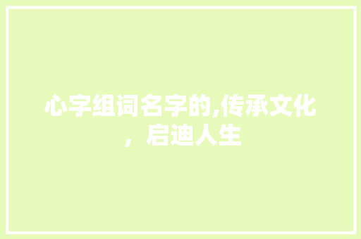 心字组词名字的,传承文化，启迪人生