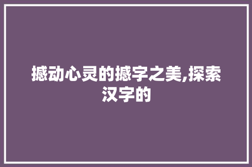 撼动心灵的撼字之美,探索汉字的