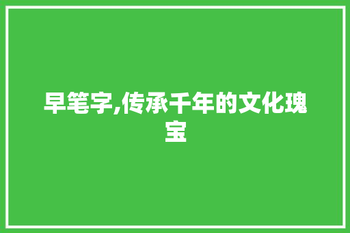 早笔字,传承千年的文化瑰宝 汉字拼音