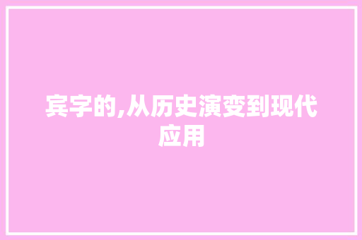 宾字的,从历史演变到现代应用 汉字拼音