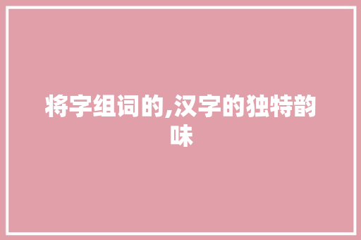 将字组词的,汉字的独特韵味