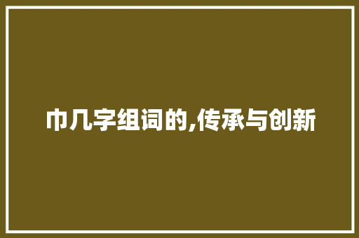 巾几字组词的,传承与创新
