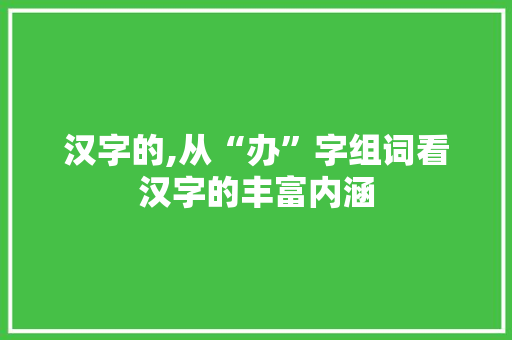 汉字的,从“办”字组词看汉字的丰富内涵
