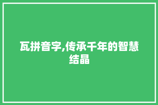 瓦拼音字,传承千年的智慧结晶 短语