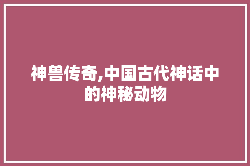 神兽传奇,中国古代神话中的神秘动物