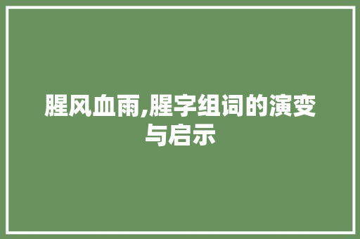 腥风血雨,腥字组词的演变与启示
