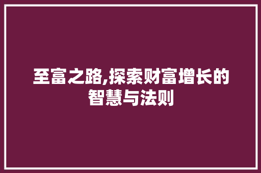 至富之路,探索财富增长的智慧与法则 短语