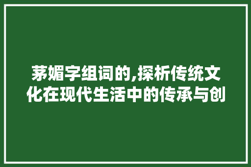 茅媚字组词的,探析传统文化在现代生活中的传承与创新