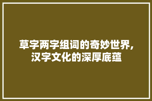 草字两字组词的奇妙世界,汉字文化的深厚底蕴 汉字拼音