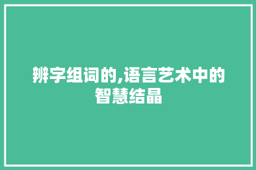 辨字组词的,语言艺术中的智慧结晶