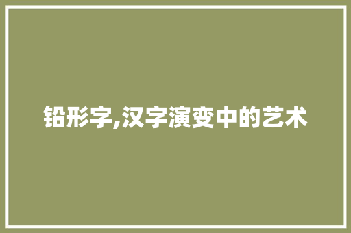 铅形字,汉字演变中的艺术 问答