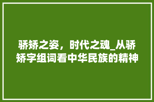 骄矫之姿，时代之魂_从骄矫字组词看中华民族的精神风貌
