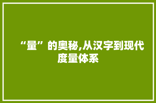 “量”的奥秘,从汉字到现代度量体系