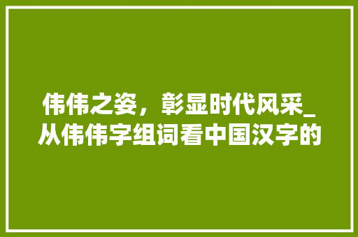 伟伟之姿，彰显时代风采_从伟伟字组词看中国汉字的 成语汇编