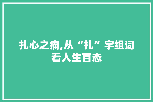 扎心之痛,从“扎”字组词看人生百态