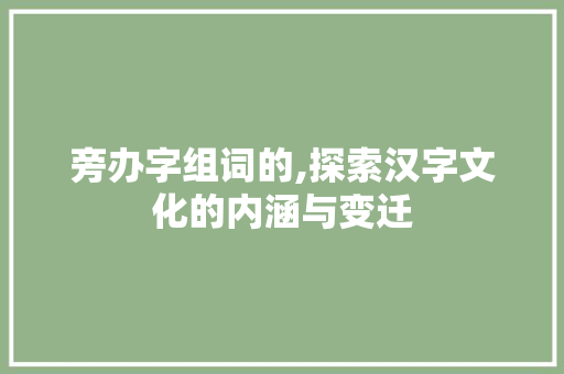旁办字组词的,探索汉字文化的内涵与变迁