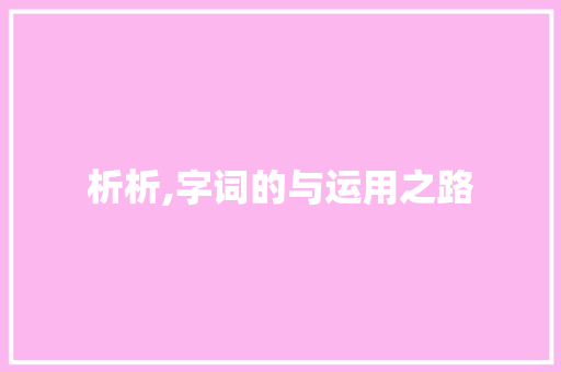 析析,字词的与运用之路