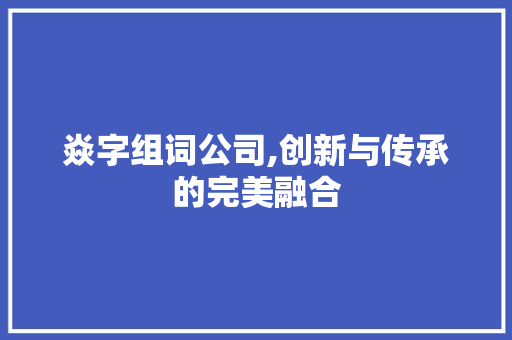 焱字组词公司,创新与传承的完美融合