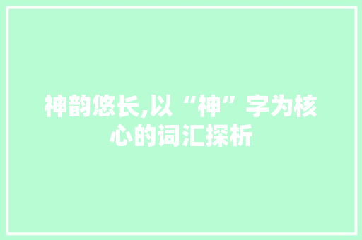 神韵悠长,以“神”字为核心的词汇探析 短语
