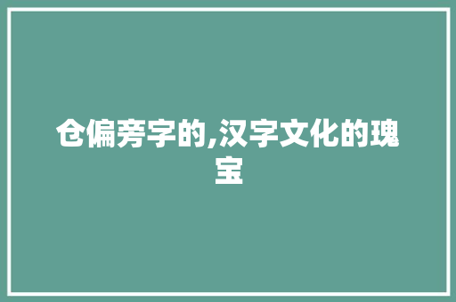 仓偏旁字的,汉字文化的瑰宝