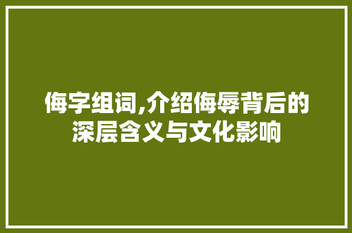 侮字组词,介绍侮辱背后的深层含义与文化影响 汉字拼音