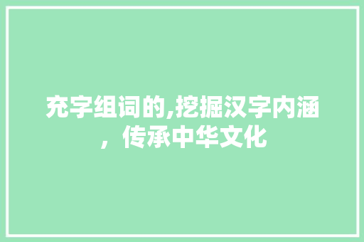 充字组词的,挖掘汉字内涵，传承中华文化