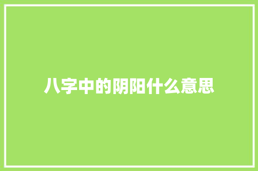 八字中的阴阳什么意思