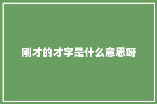 刚才的才字是什么意思呀