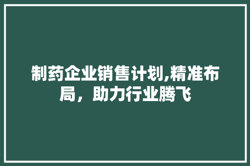 制药企业销售计划,精准布局，助力行业腾飞 短语
