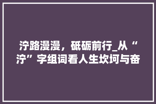 泞路漫漫，砥砺前行_从“泞”字组词看人生坎坷与奋斗