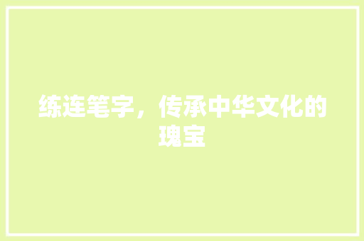 练连笔字，传承中华文化的瑰宝